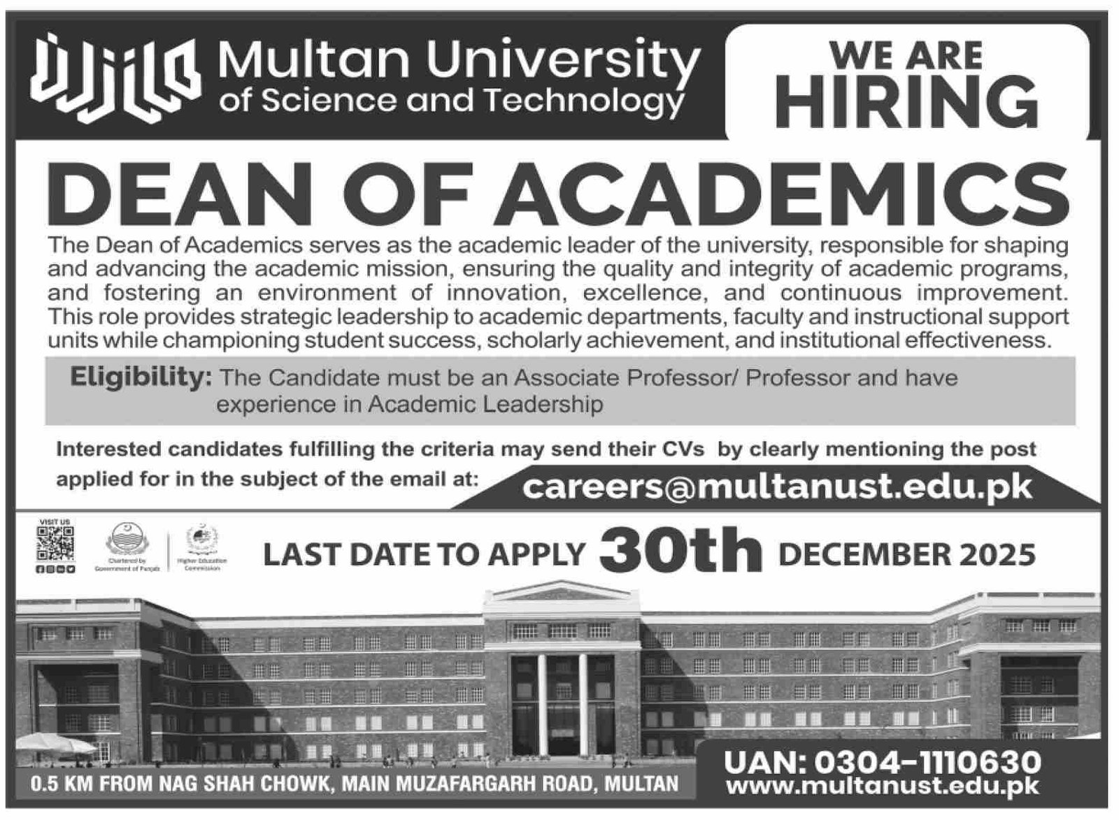 Multan University Of Science & Technology Jobs 2025 Jobs 2025 — original advertisement