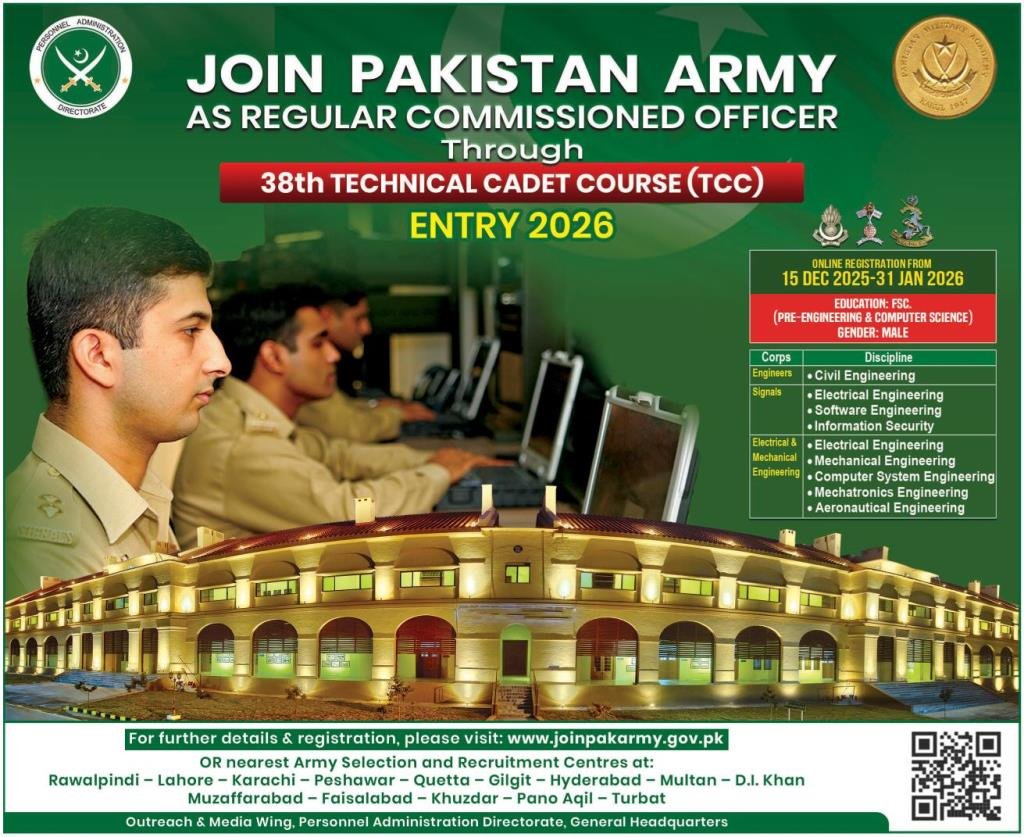 JOIN PAKISTAN ARMY AS REGULAR COMMISSIONED OFFICER Through Jobs 2025 — original advertisement