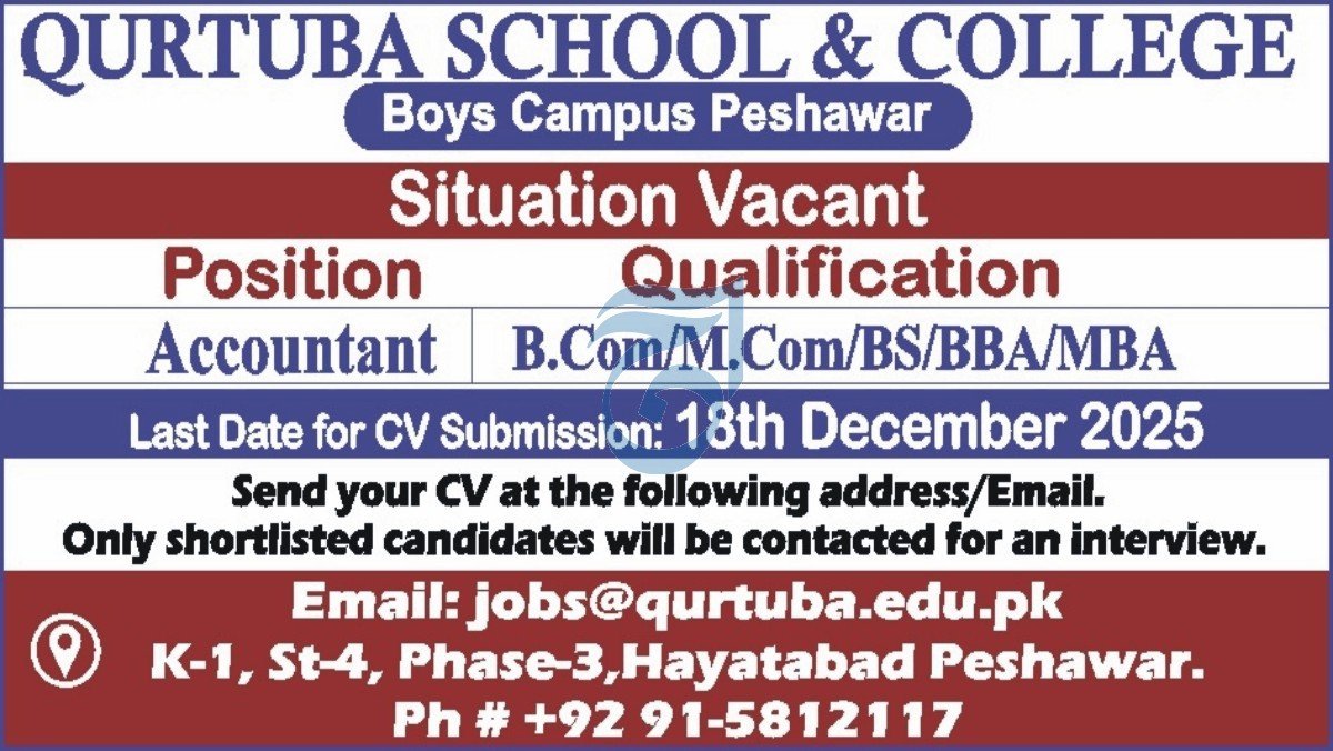 Qurtuba School & College Peshawar Job 2026 – Qurtuba Schools & Colleges Jobs 2025 — original advertisement