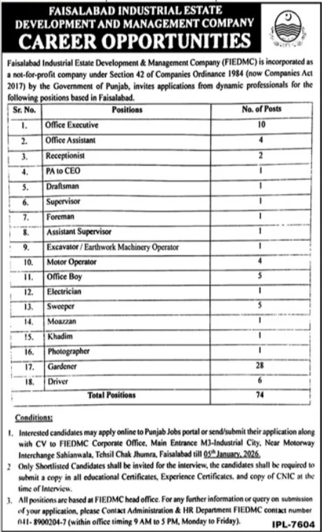Faisalabad Industrial Estate Development Company Jobs 2026 – Private Company Jobs 2025 — original advertisement