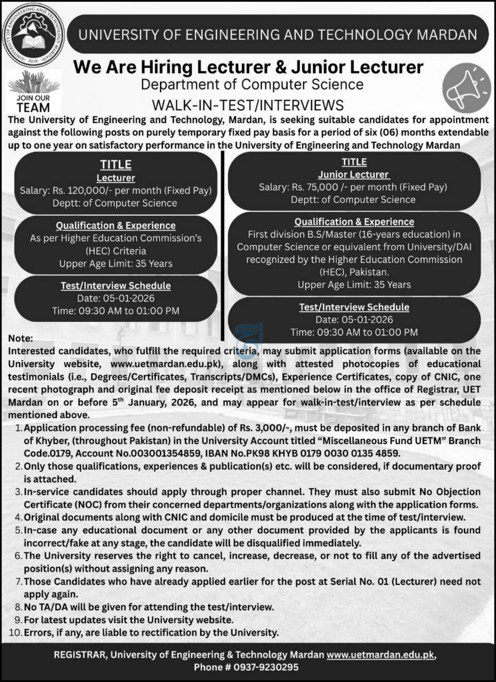 University of Engineering And Technology Mardan Jobs 2025 Jobs 2025 — original advertisement