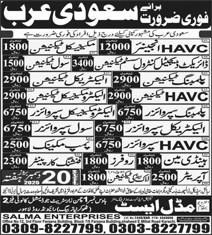 HVAC Engineer & Plumbing Supervisor Jobs 2026 – Middle East Technical Trade Test & Training Center Jobs 2025 — original advertisement