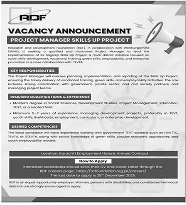 Research & Development Foundation RDF Jobs 2026 Jobs 2025 — original advertisement