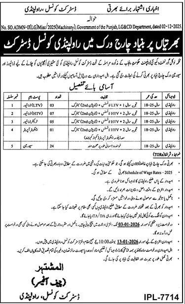District Council Rawalpindi Punjab Jobs 2025 Jobs 2025 — original advertisement