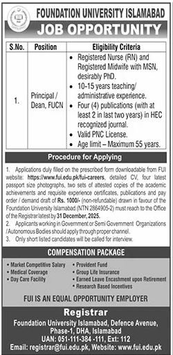 Foundation University Islamabad Jobs 2025 Jobs 2025 — original advertisement