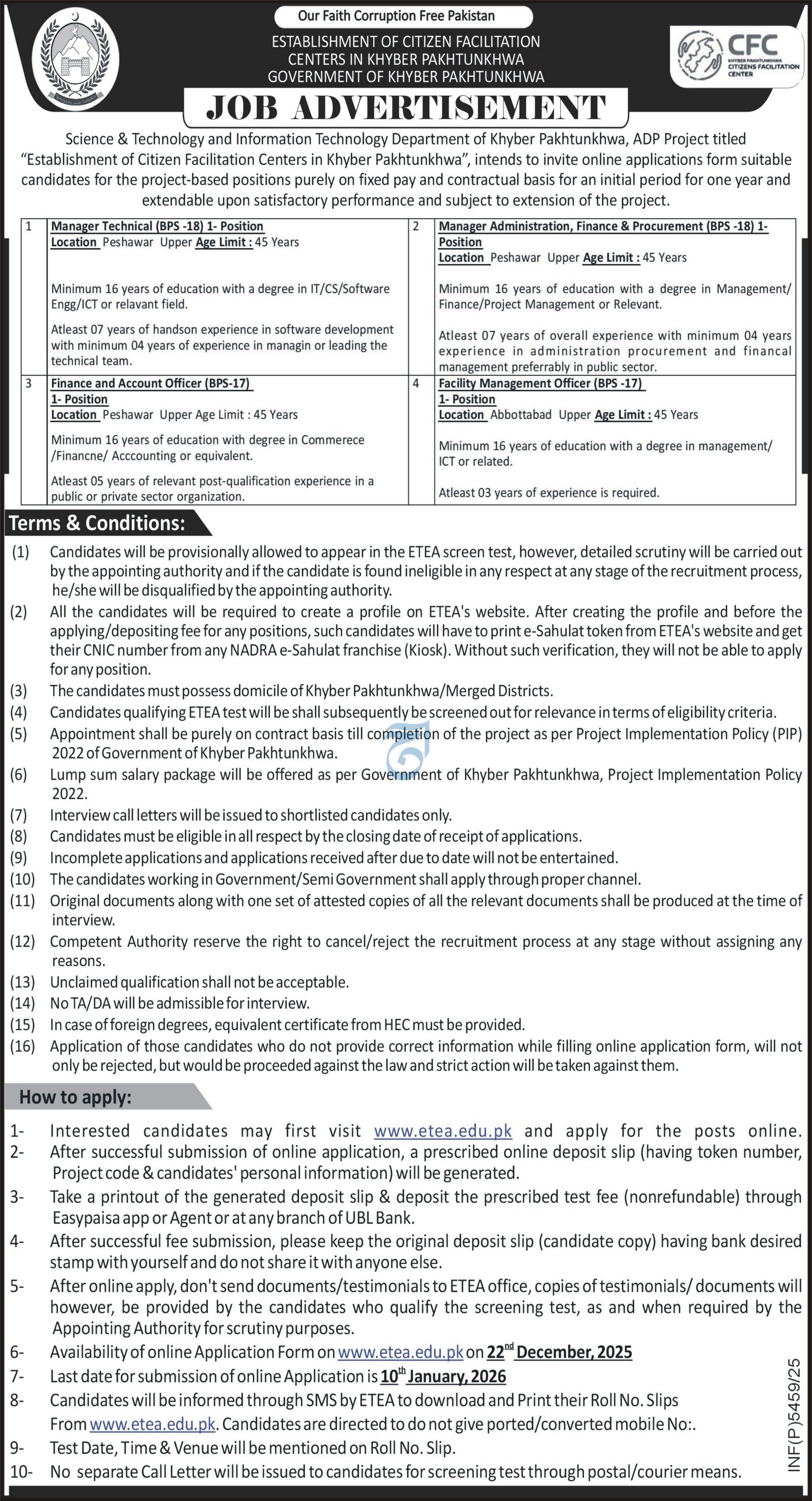 Science & Information Technology Department Peshawar Jobs – Sarhad University of Science and Information Technology Peshawar Jobs 2025 — original advertisement