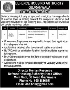Defence Housing Authority DHA Gujranwala Job Jobs 2025 — original advertisement