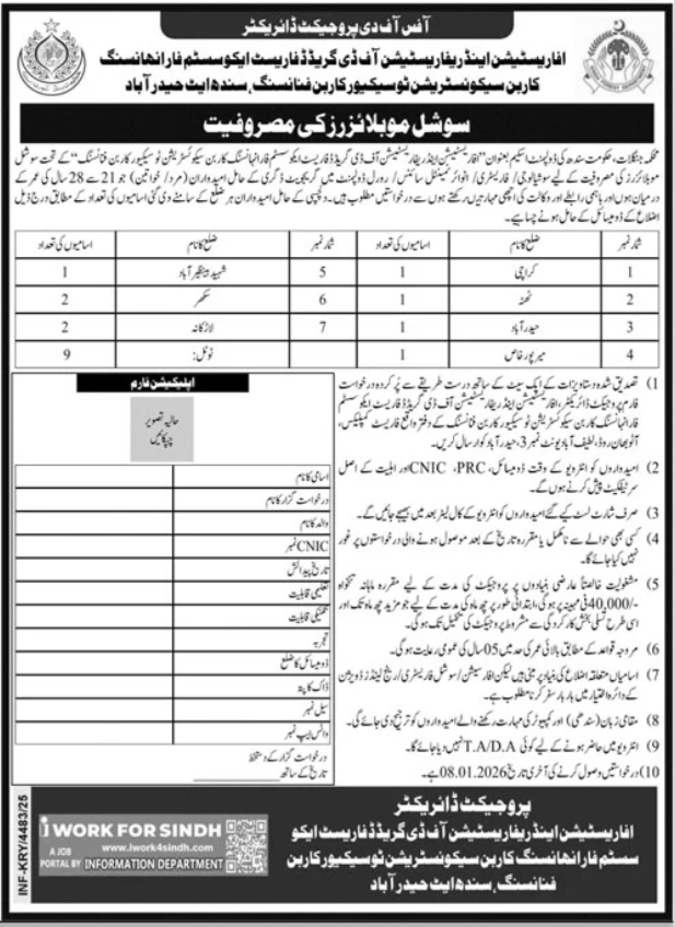 Sindh Forest Department Jobs 2026 For Social Mobilizer – Forest Department Sindh Jobs 2025 — original advertisement