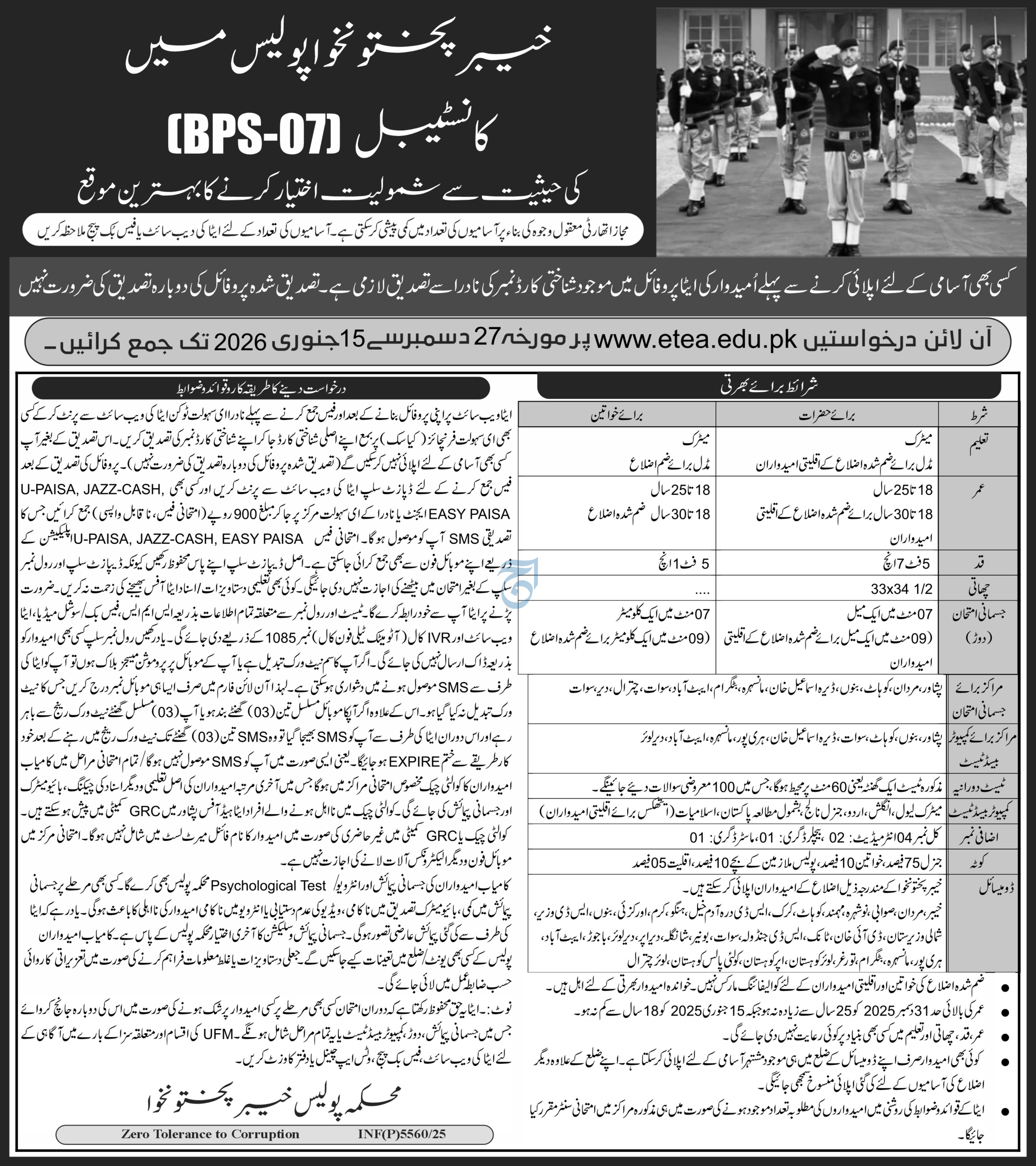 Police Department Khyber Pakhtunkhwa Jobs 2026 – Police Department KPK Jobs 2025 — original advertisement