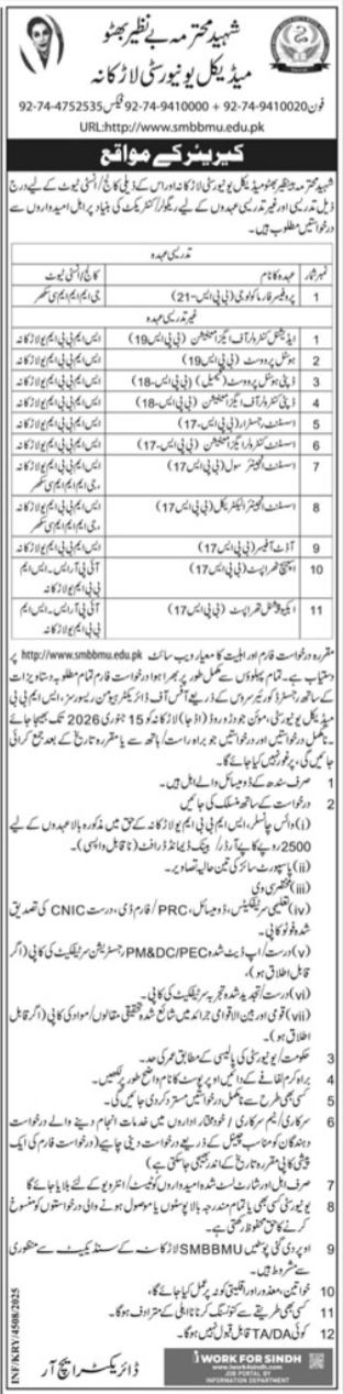 Shaheed Mohtarma Benazir Bhutto Institute Of Trauma Jobs Jobs 2025 — original advertisement