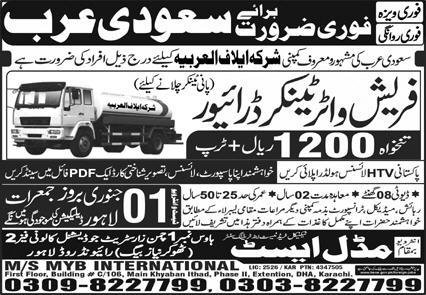 Fresh Water Tanker Jobs In Saudia Arabia 2026 – Middle East Technical Trade Test & Training Center Jobs 2025 — original advertisement