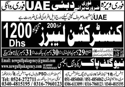Construction Labour Jobs in United Arab Emerities 2025 – Gulf Job Hunts Manpower Services Jobs 2025 — original advertisement