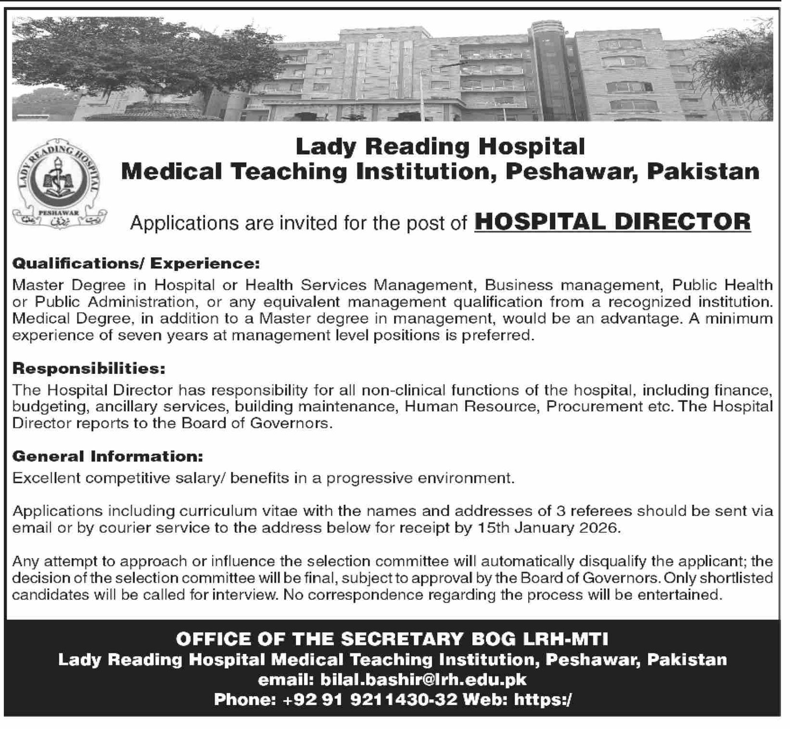 Lady Reading Hospital Peshawar Jobs 2026 Jobs 2025 — original advertisement