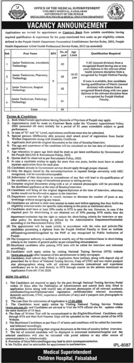 Specialized Healthcare & Medical Education Department Jobs – Specialized Healthcare And Medical Education Department Lahore Jobs 2025 — original advertisement