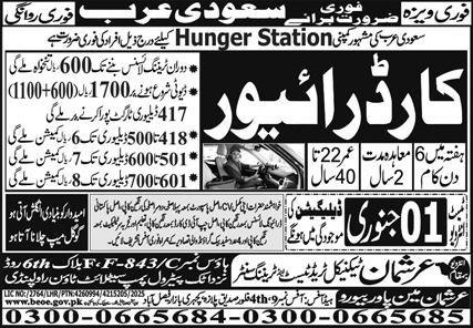 Car Driver Jobs in Saudia Arabia 2026 – Arshman Manpower Bureau Jobs 2025 — original advertisement