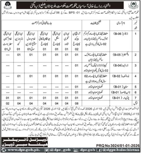 Health Department Dera Bugtti Jobs 2026 – Health Department Balochsitan Jobs 2026 — original advertisement