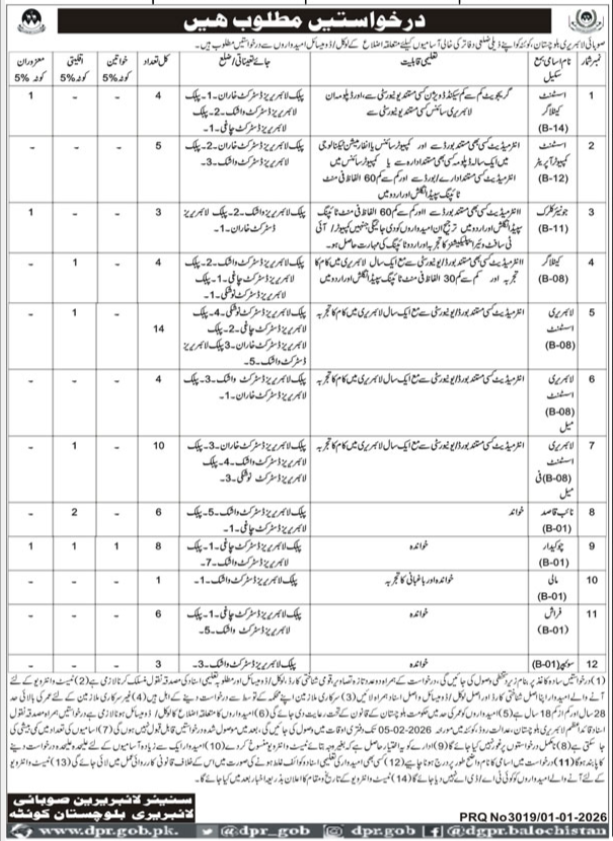 Provincial Library Balochistan Quetta Jobs 2026 Jobs 2026 — original advertisement