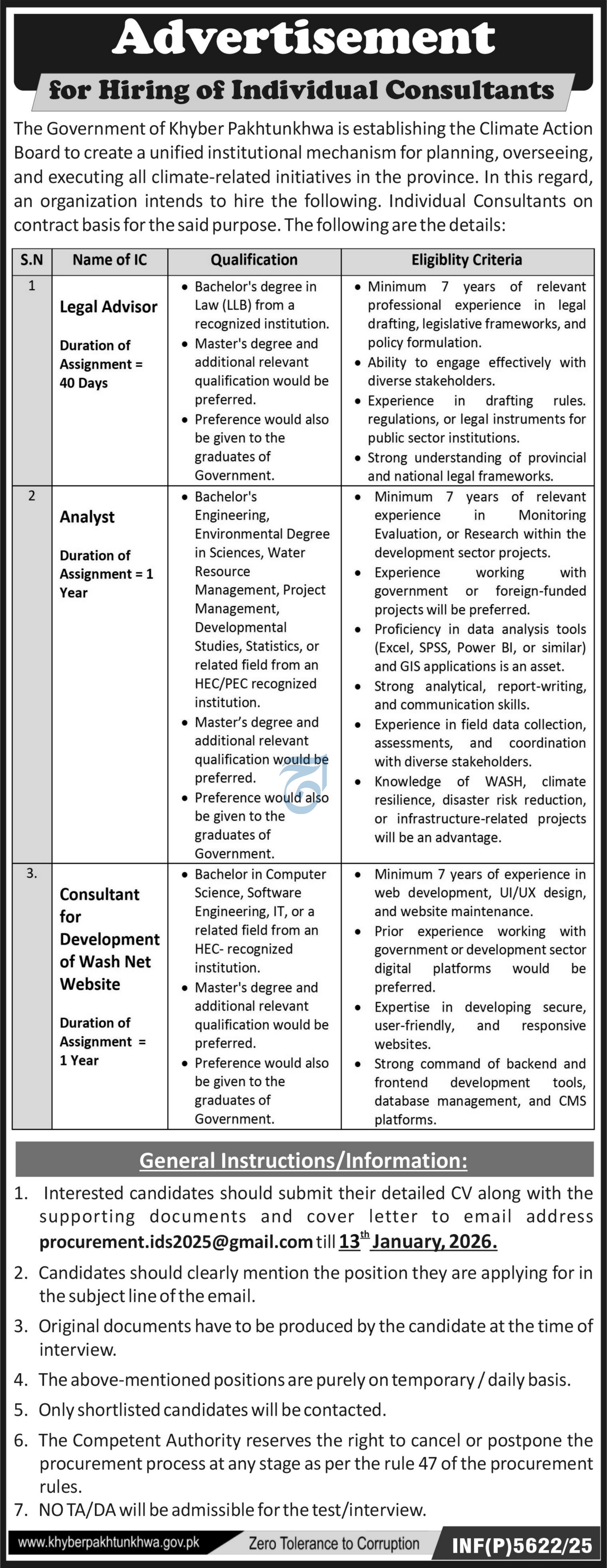 Public Sector Organization Khyber Pakhtunkhwa Jobs 2026 Jobs 2026 — original advertisement