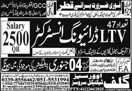 Htv Driving Instructor Jobs in Qatar 2026 – Gulf Job Hunts Manpower Services Jobs 2026 — original advertisement