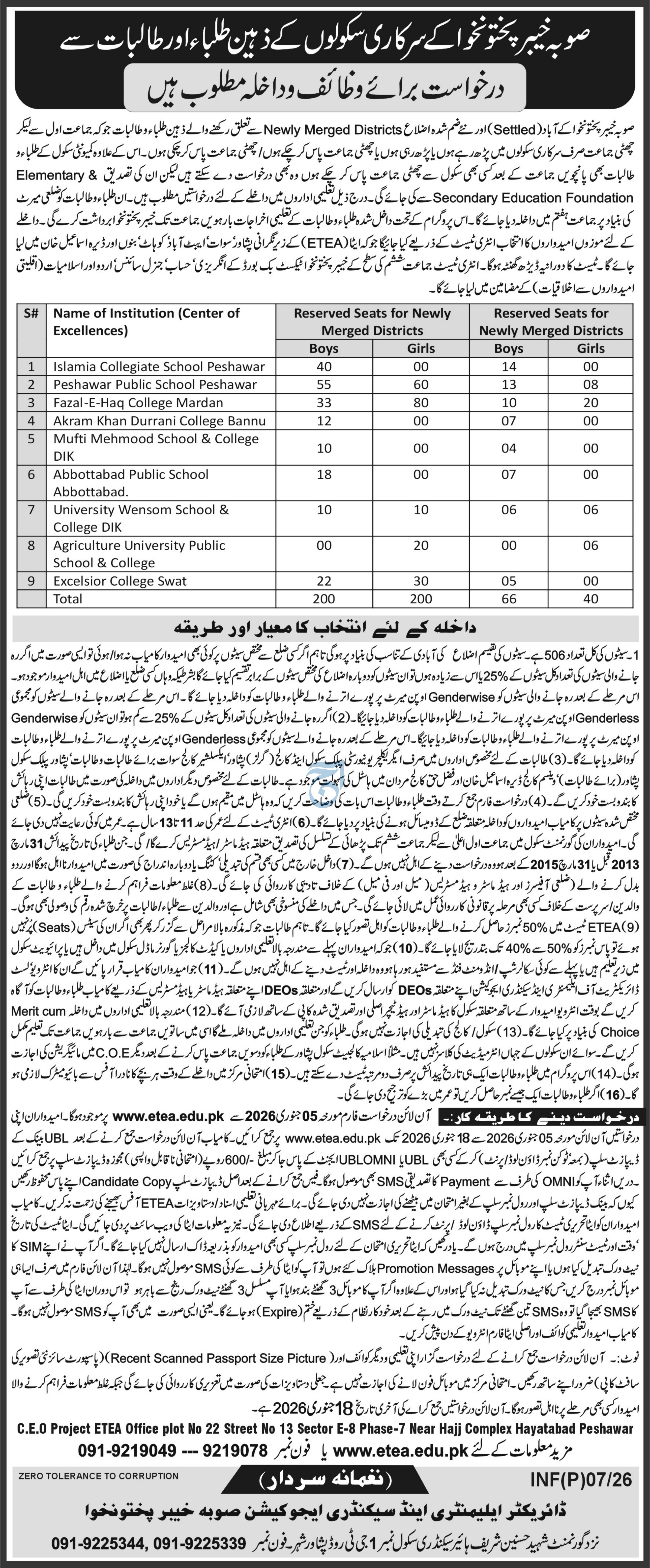 Intelligent male and female students of government schools – Govt of Kpk Scholarships 2026 — original advertisement
