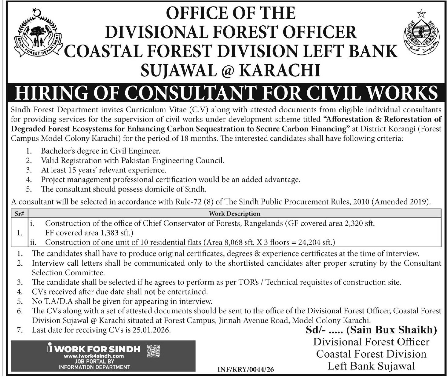 Forest Division Sujawal Sindh Jobs 2026 – Forest Department Sindh Jobs 2026 — original advertisement