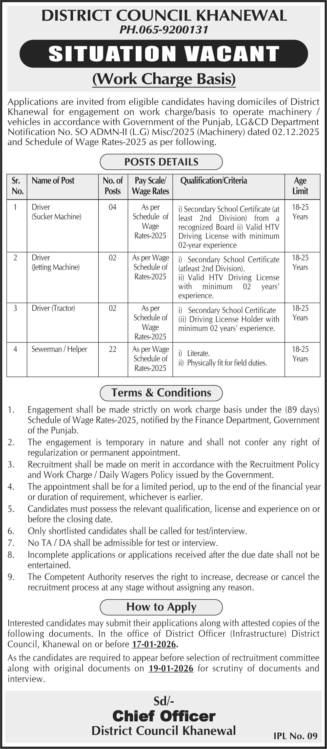 District Council Khanewal Jobs 2026 Jobs 2026 — original advertisement