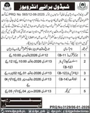 Revenue Department Zhob Jobs Interview 2026 – Revenue Department Balochistan Jobs 2026 — original advertisement