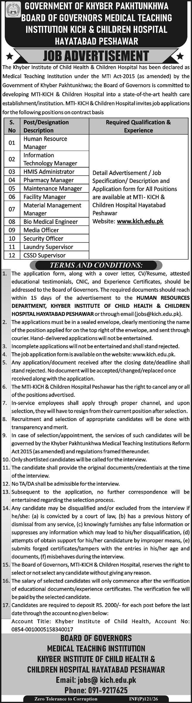 Medical Teaching Institution MTI Peshawar Jobs 2026 – Medical Teaching Institute MTI Khyber Teaching Hospital Peshawar Kpk Jobs 2026 — original advertisement