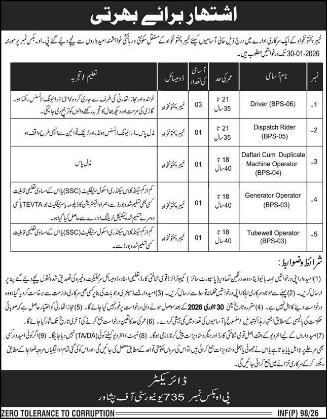 Public Sector Organization Peshawar Jobs 2026 Jobs 2026 — original advertisement
