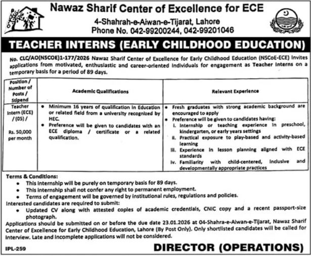 Nawaz Sharif Center Of Excellence For ECE Lahore Job 2026 – Muhammad Nawaz Sharif University of Engineering & Technology (MNS-UET) Multan Scholarships 2026 — original advertisement