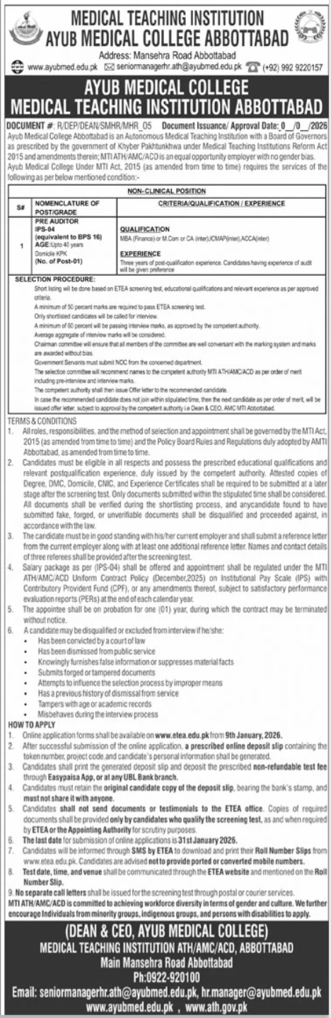 Medical Teaching Institution MTI Jobs 2026 – Medical Teaching Institute MTI Khyber Teaching Hospital Peshawar Kpk Jobs 2026 — original advertisement