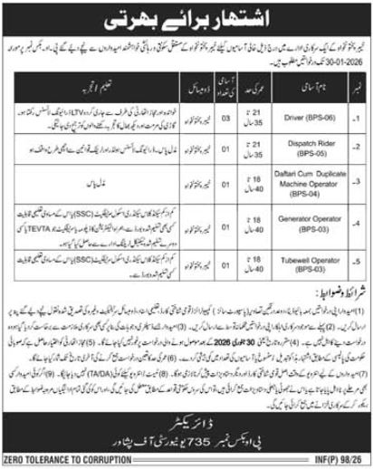 University of Peshawar Jobs 2026 Jobs 2026 — original advertisement