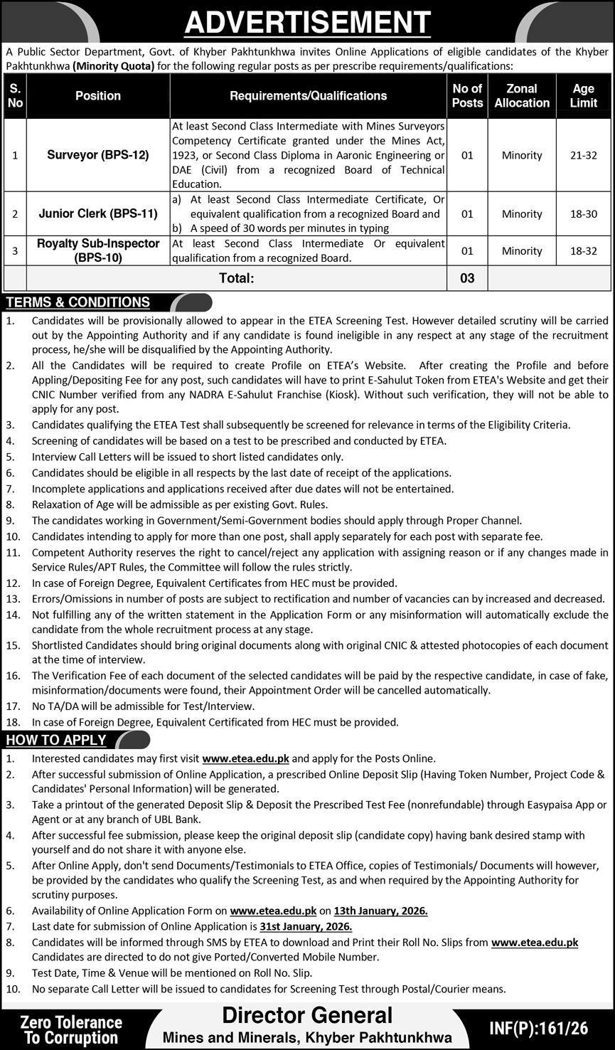 Public Sector Department Peshawar Jobs 2026 – Public Sector Organization Jobs 2026 — original advertisement