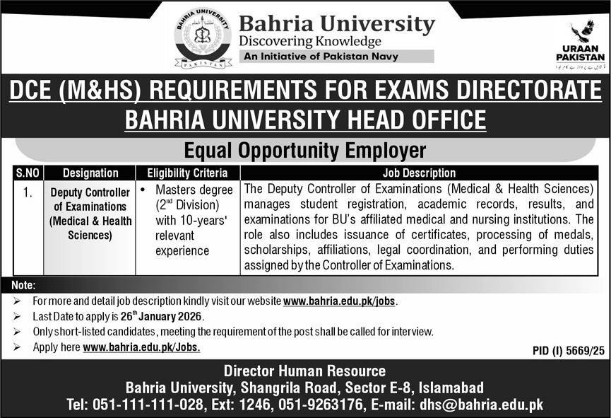 Bahria University Islamabad Jobs 2026 Jobs 2026 — original advertisement