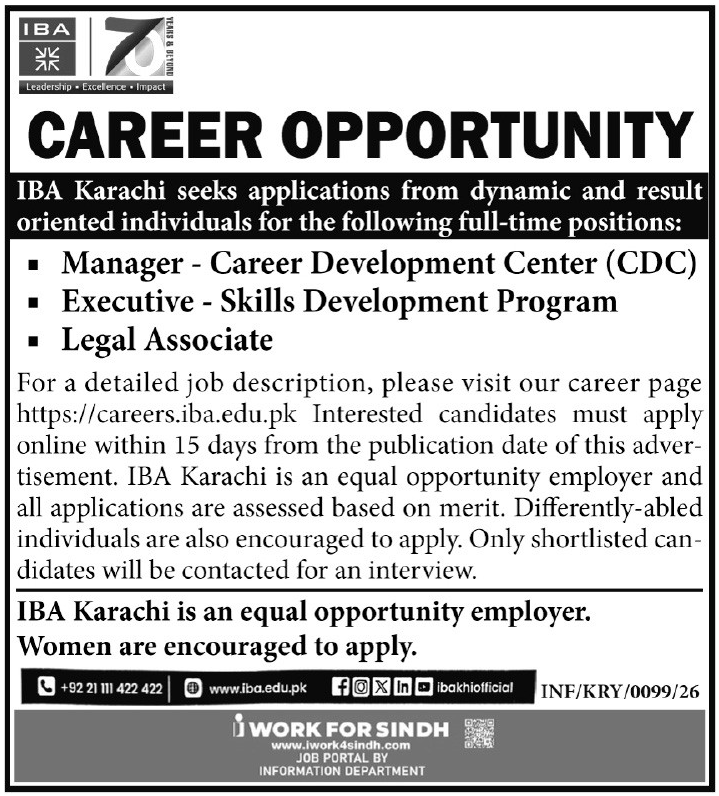 Institute of Business Administration IBA Karachi Jobs 2026 Jobs 2026 — original advertisement