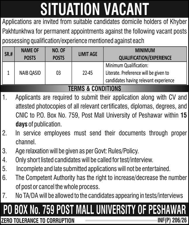 Public Sector Organization Peshawar Jobs 2026 Jobs 2026 — original advertisement