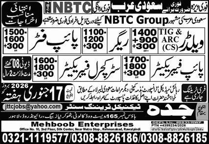Welder And Rigger Jobs in Saudia Arabia 2026 – Jeddah Technical Training Center Jobs 2026 — original advertisement