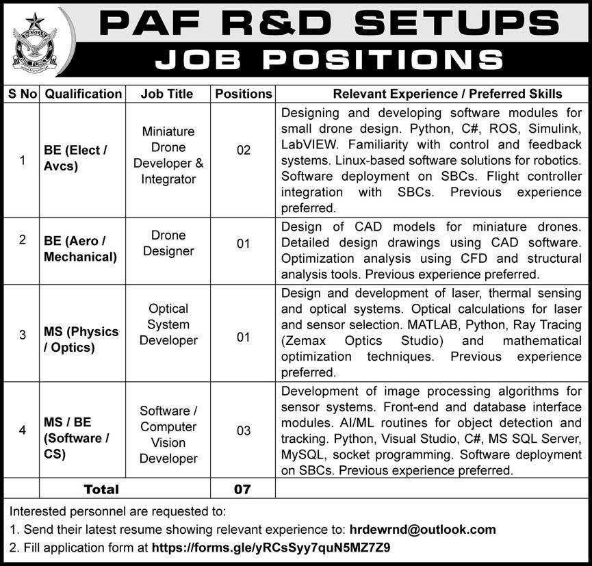 Pakistan Air Force PAF Rawalpindi Jobs 2026 Jobs 2026 — original advertisement