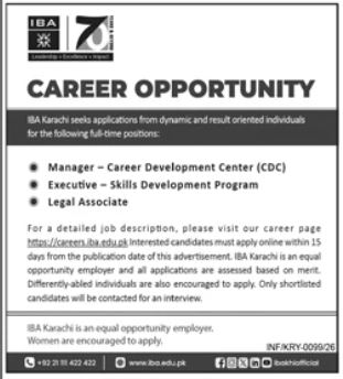 Institute Of Business Administration IBA Karachi Jobs 2026 Jobs 2026 — original advertisement