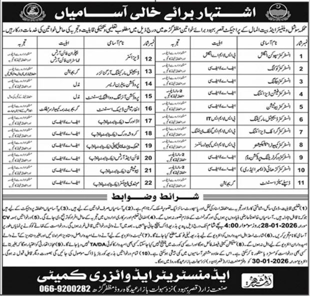Social Welfare & Bait ul Maal Jobs 2026 – Social Welfare & Bait-Ul-Maal Department Punjab Jobs 2026 — original advertisement