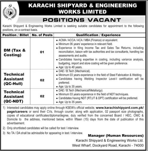 Karachi Shipyard And Engineering Works Limited Jobs 2026 – Karachi Shipyard & Engineering Works Limited Jobs 2026 — original advertisement