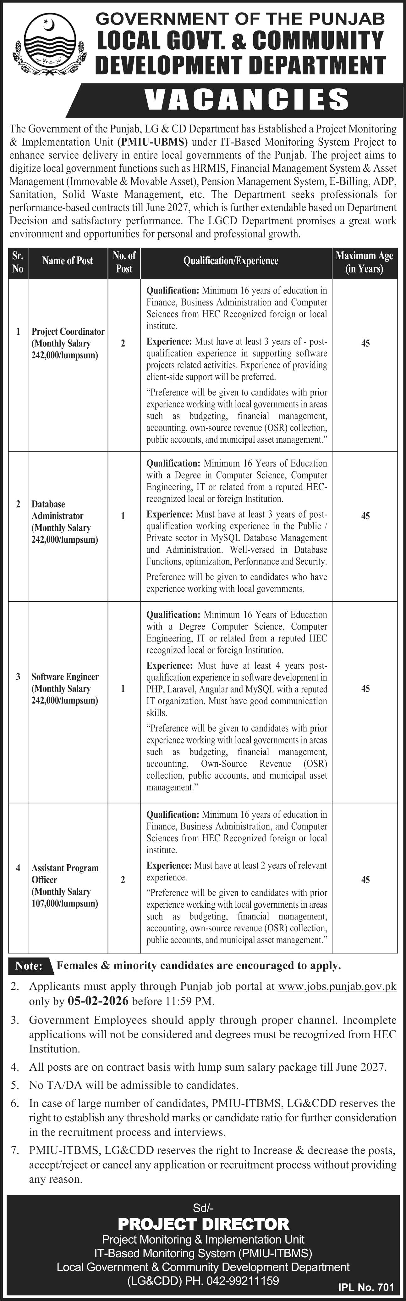 Local Government & Community Development Department Jobs – Local Govt Department Sindh Jobs 2026 — original advertisement