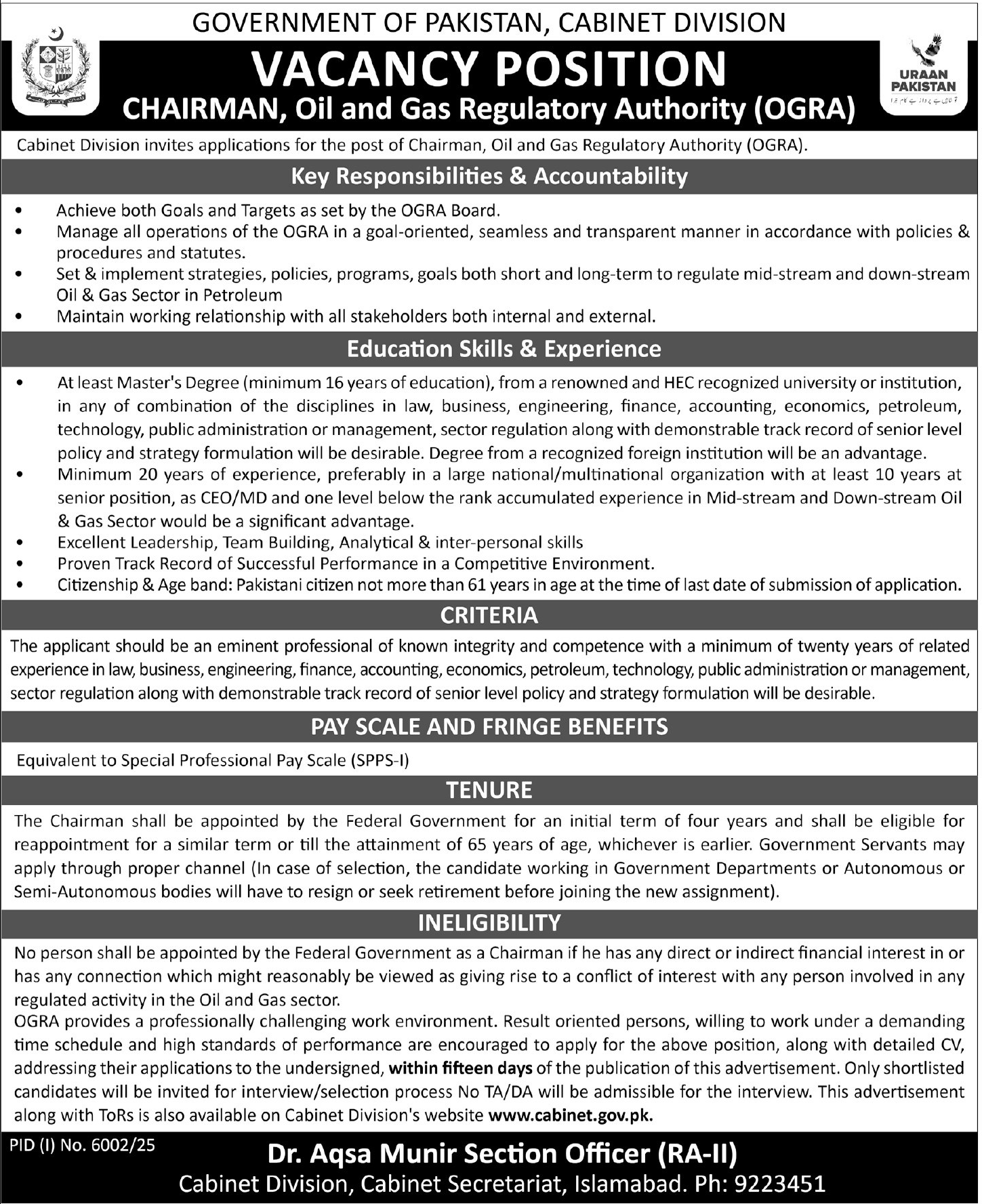 Cabinet Division Islamabad Jobs 2026 Jobs 2026 — original advertisement