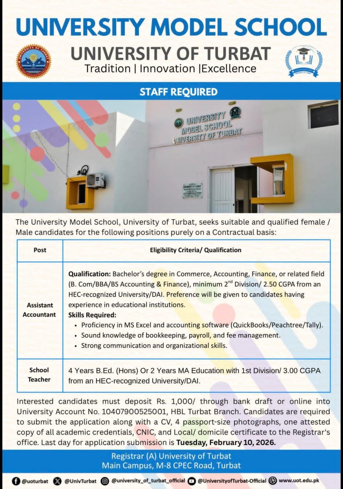 University of turbat Uot Jobs 2026 Jobs 2026 — original advertisement