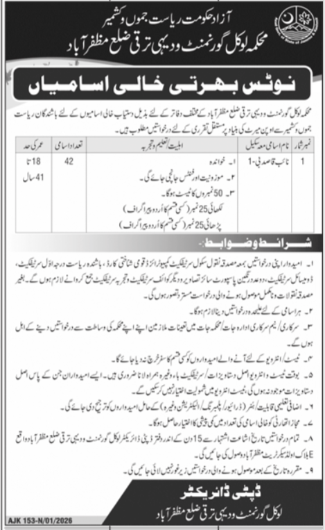 Local Government & Rural Development Department AJK Jobs – Local Govt Department Ajk Jobs 2026 — original advertisement