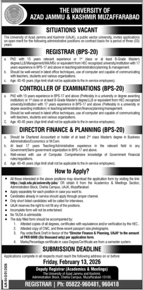 University Of Azad Jammu & Kashmir Muzaffarabad Jobs 2026 Jobs 2026 — original advertisement