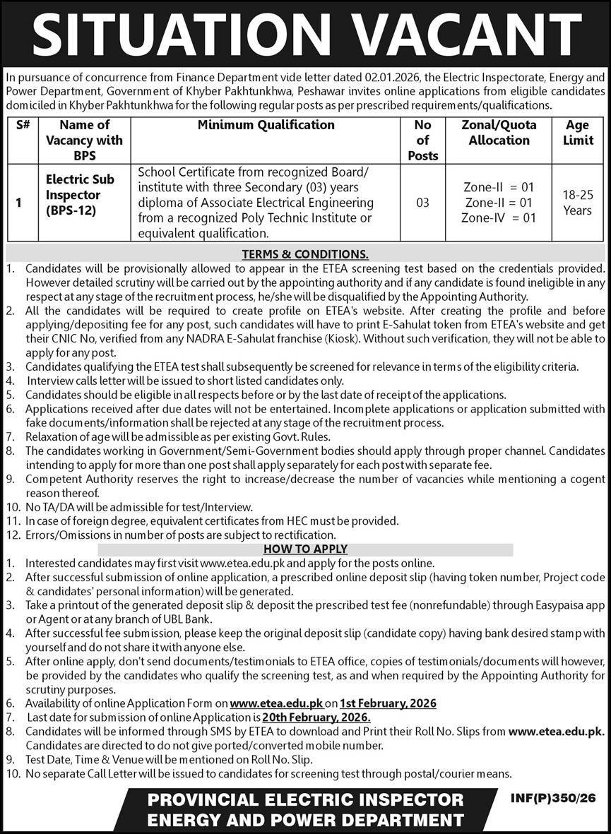 Energy & Power Department Peshawar Jobs 2026 – Khyber Pakhtunkhwa Energy Development Organization Jobs 2026 — original advertisement
