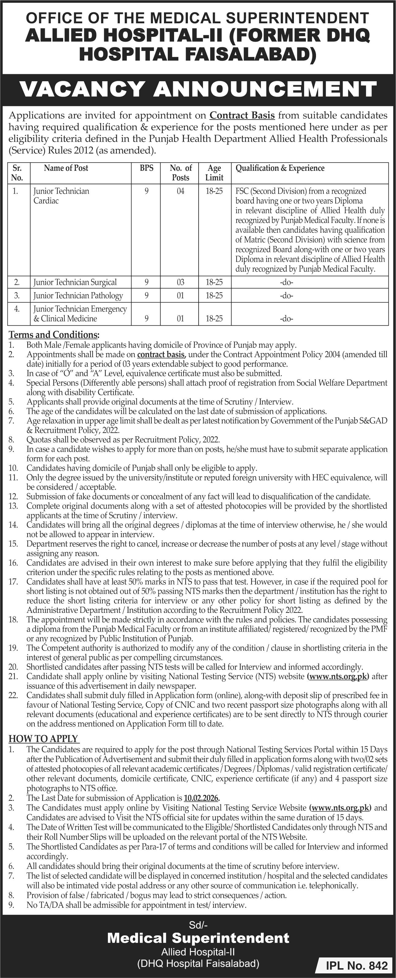 DHQ Hospital Faisalabad Jobs 2026 Jobs 2026 — original advertisement