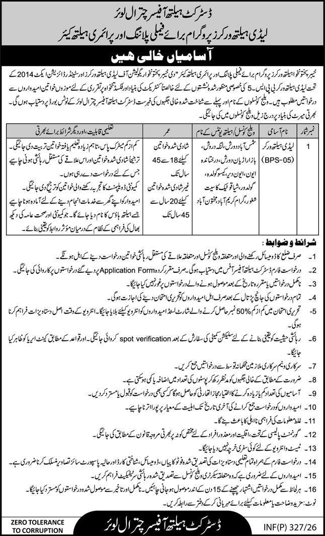 District Health Officer Chitral Jobs 2026 – Health Department KPK Jobs 2026 — original advertisement