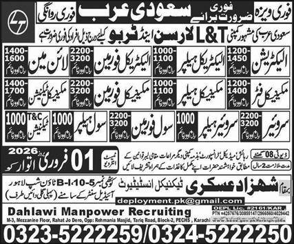 Civil Foreman & Surveyor Jobs 2026 In Saudi Arabia – Shahzad Askari Technical Institute Jobs 2026 — original advertisement